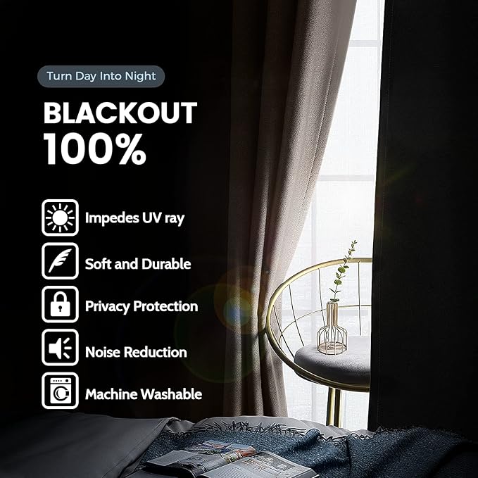 SimpleHome 100% Blackout Curtains - Image 2