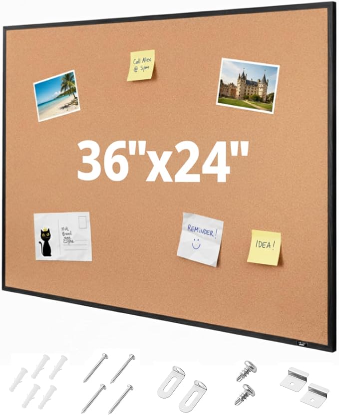 Mr. Pen- Cork Notice Board, 36 X 24 Inches, Cork Bulletin Board by MrPen