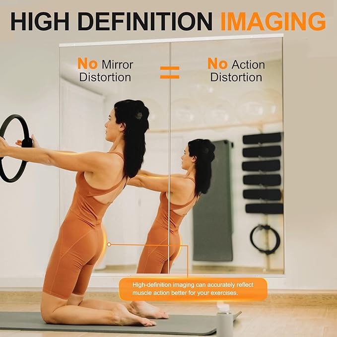 Delma Large Full Body Mirror for Yoga, Frameless Wall-Mounted Glass Panel 2PCS - Image 2