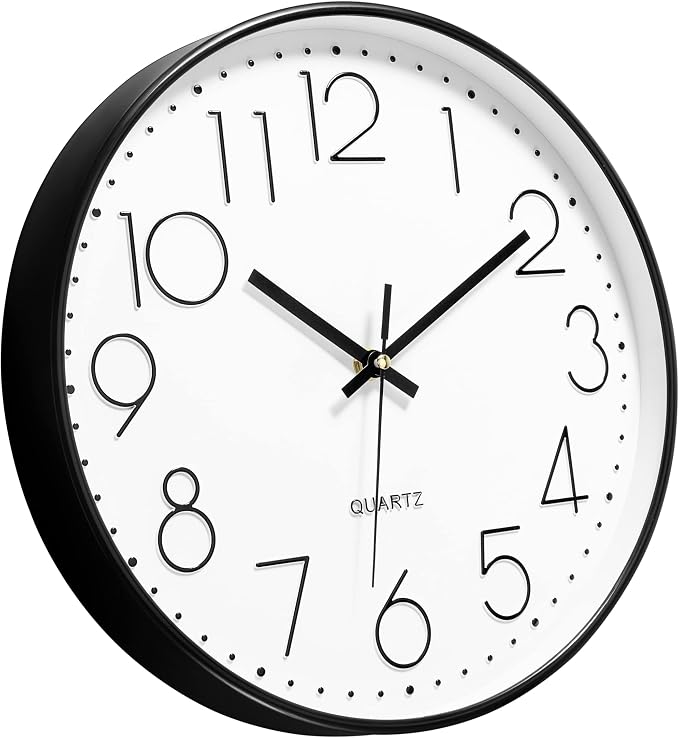 Foxtop 14 Inch Black Wall Clock Large Silent Non-Ticking Battery Operated Round - Image 6