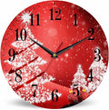 Mxocom Christmas Wall Clock White Christmas Tree Winter Snowflake New Year Red by Mxocom