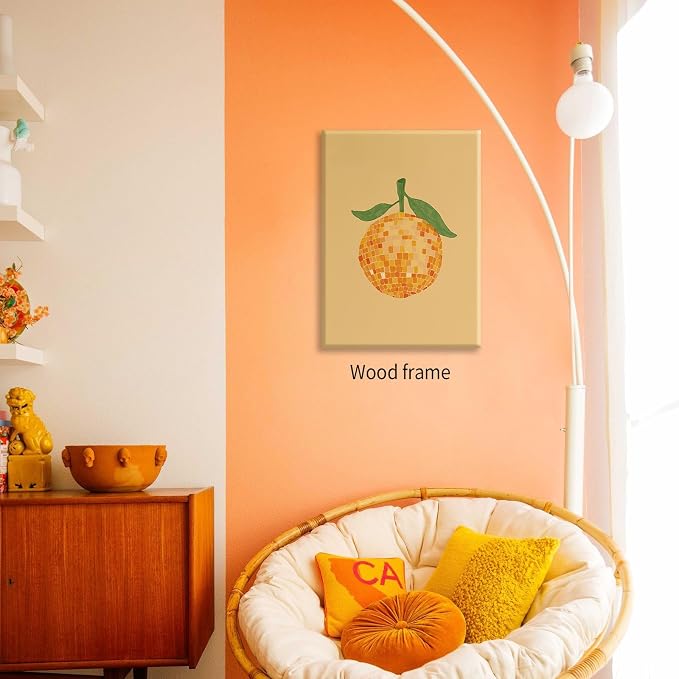 Retro Funky Orange Canvas Wall Art Fashion Disco Ball Aesthetic Posters 24X36 - Image 5