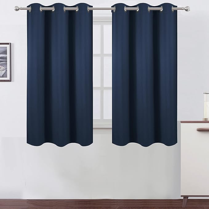 LEMOMO Navy Blue Blackout Curtains 42 x 54 Inch Length Set of 2 Panels Grommet by Lemomo