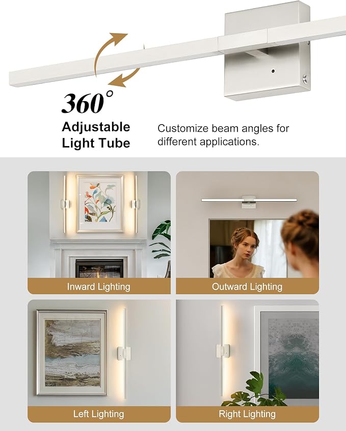 Rayogale 32 Inch Rechargeable Battery Operated Wall Sconce Set of Two, Cordless - Image 3