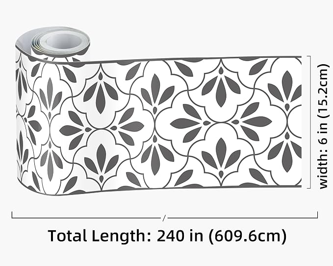 FLFK Wallpaper Border Black and White Patterns Peel and Stick Wall Border Self - Image 2