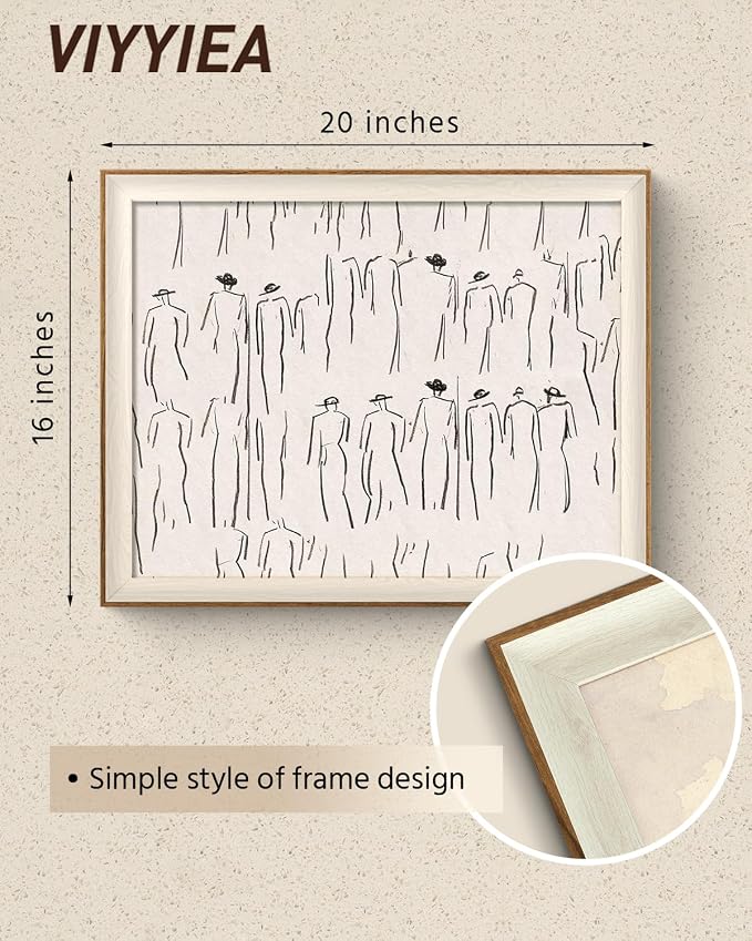 VIYYIEA Framed Wall Art for Living Room, Sketch Canvas Prints, Minimalist Home - Image 4
