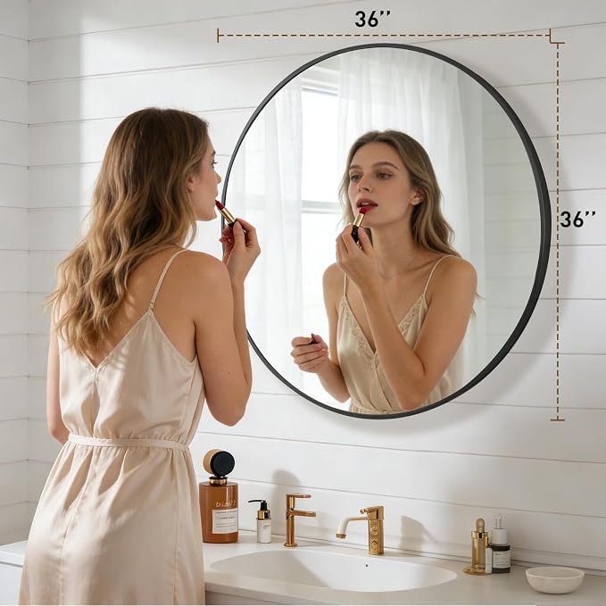 NEWBULIG 36 Inch Round Wall Mirror, Bathroom Mirror - Image 2