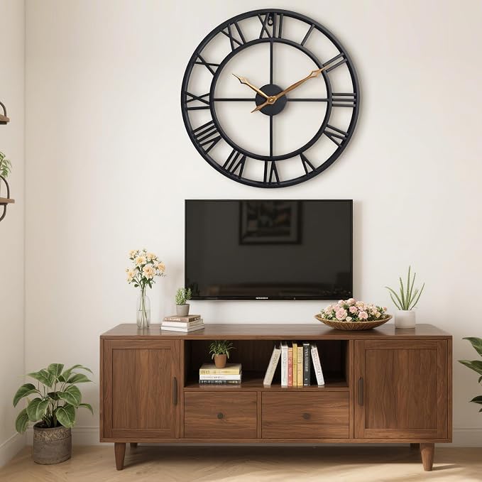 24 Inch Large Wall Clocks for Living Room Decor, Big Black Roman Numerals - Image 6