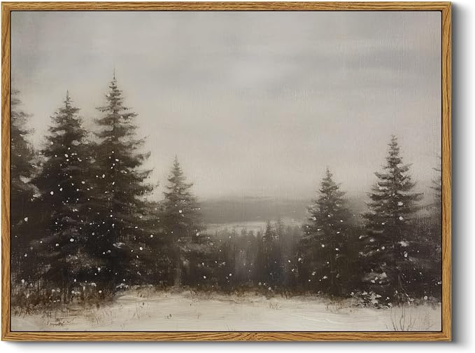 InSimSea Framed Canvas Wall Art Winter Christmas Decor Living Room Pine Tree by InSimSeaArt