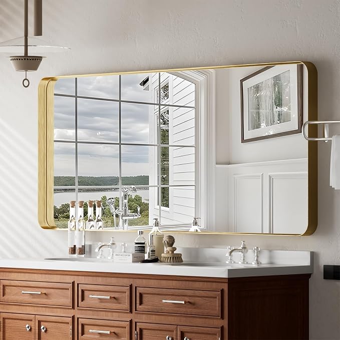 VooBang Bathroom Mirror 30x56 inch, Golg Gorgeous Deep Frame Wall Mirror - Image 7