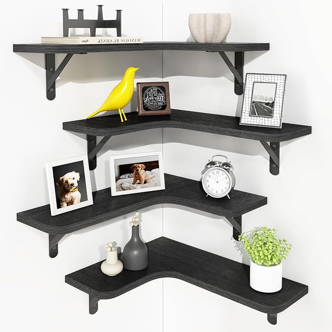 YGEOMER Corner Floating Shelves, Wall Mounted Corner Shelf by YGEOMER