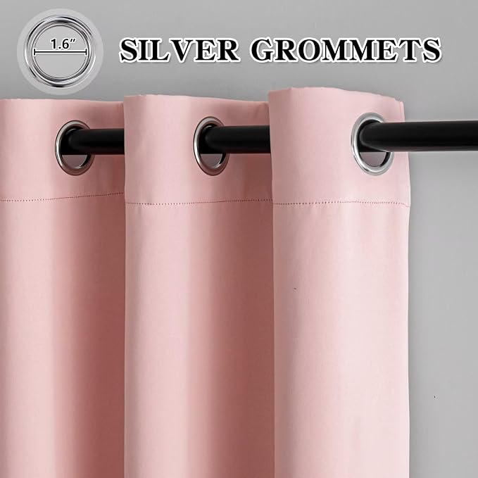 IGEMAEVE Gossamer Pink Curtains 96 Inch Length 2 Panels Set, Light Filtering - Image 3