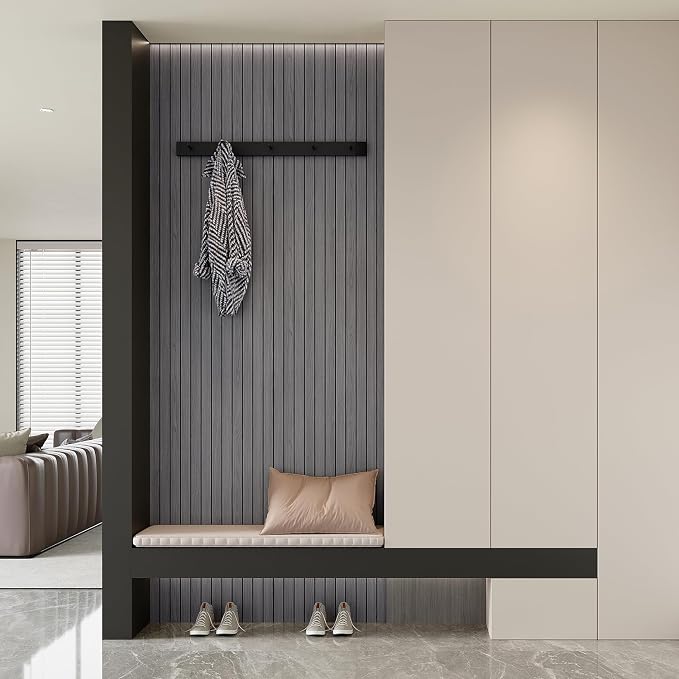 Yutianli PVC Slat Wall Panel Peel and Stick 236"x 15.7" Faux Wood Slat Panel - Image 4