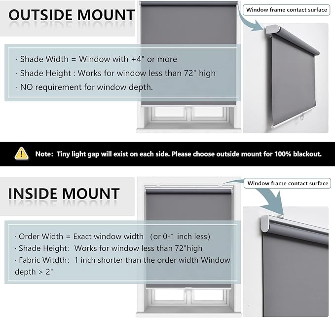 AOSKY Cordless Roller Shades Blackout Blinds - Image 6