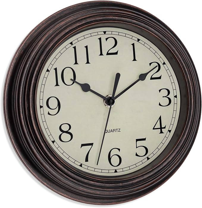 Foxtop 9 Inch Wall Clock Battery Operated Silent Non-Ticking Small Classic - Image 6