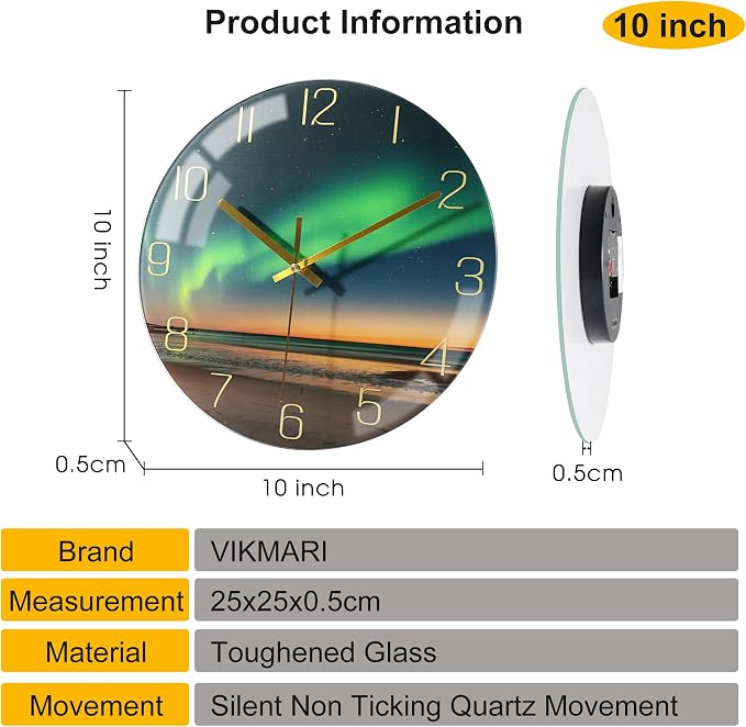 VIKMARI 10 Inch Modern Wall Clock, Aesthetic Black and Gold Decor Accessories - Image 2