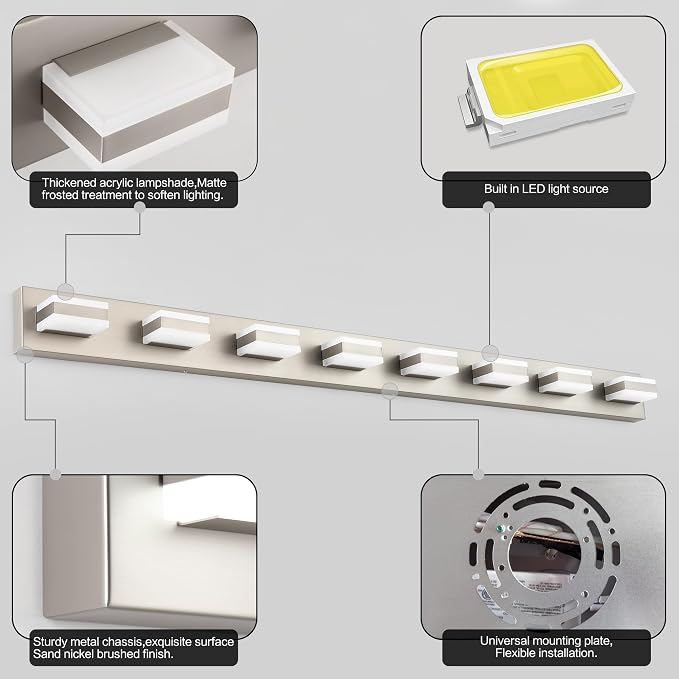 SOLFART Bathroom Light Fixtures Brushed Nickel Vanity Lights - Image 3