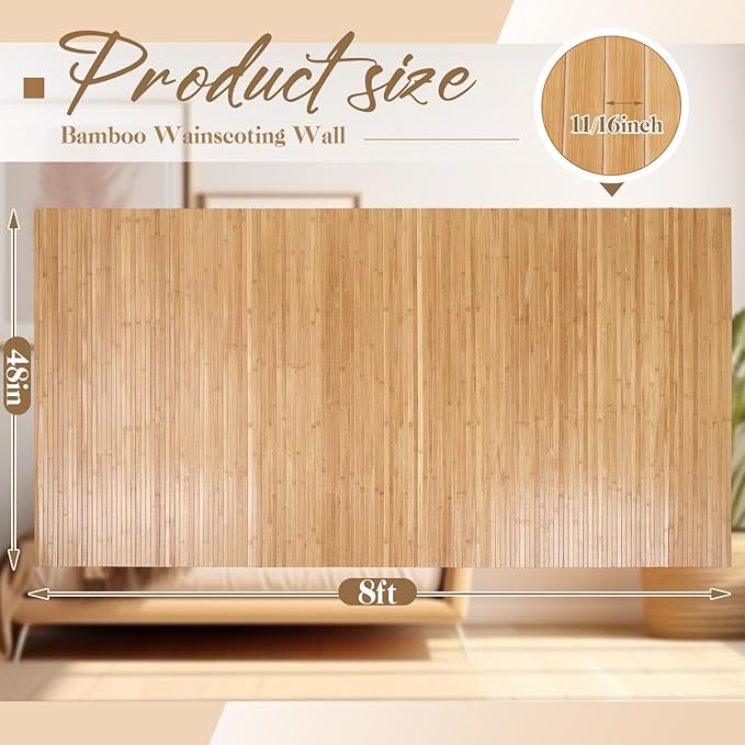Juexica 1 Pcs Natural Bamboo Wall Panel - Image 2
