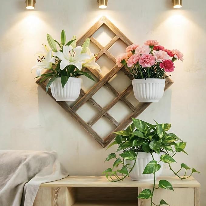 2 Pack White Plastic Wall Hanging Planters - Image 6