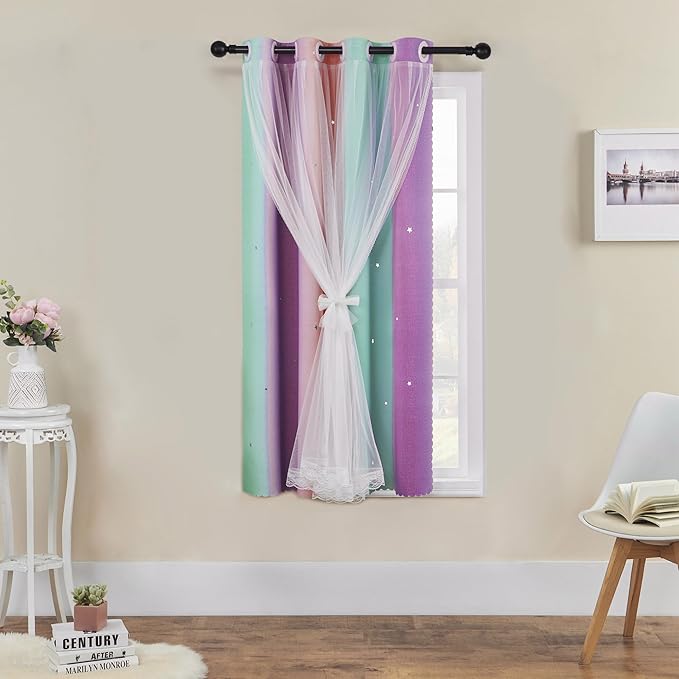 XiDi Unicorn Room Decor for Girls Bedroom, Window Drapes 42 Inchs Long 34 by Addsomecolortolife