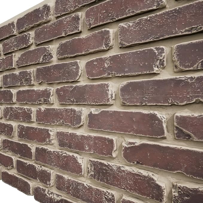EverStone Aged Brick Faux Brick Panel, 46 7/8"W x 27"H x 1 1/4"D, Merlot Color - Image 7