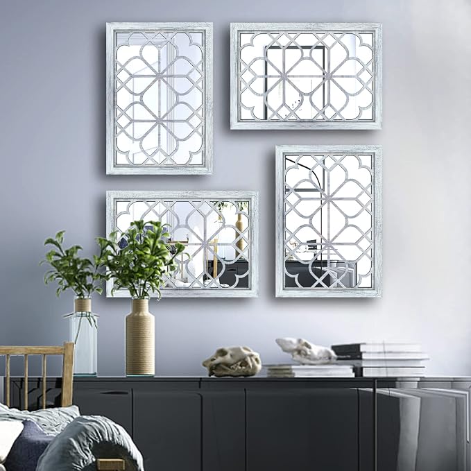 Wocred Set of 2 Rectangular Wall Mirror, Gorgeous Rustic Farmhouse Accent Mirror - Image 5