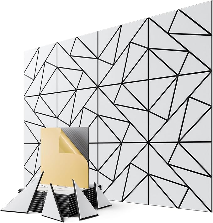 12-Pack Felt Acoustic Panels, Peel & Stick Sound Proof Foam Panels by Lebenforce