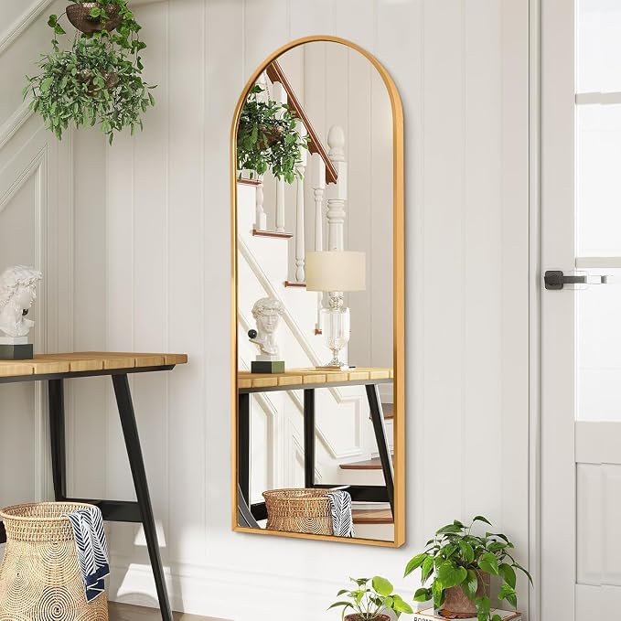 Wall Mirror Full Length Metal Aluminum Framed Floor Mirror 48"x12" Arched Large - Image 4