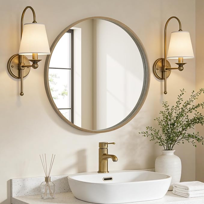 WallBeyond Round Wood Mirror 24" Circle Wall Mirror - Image 2