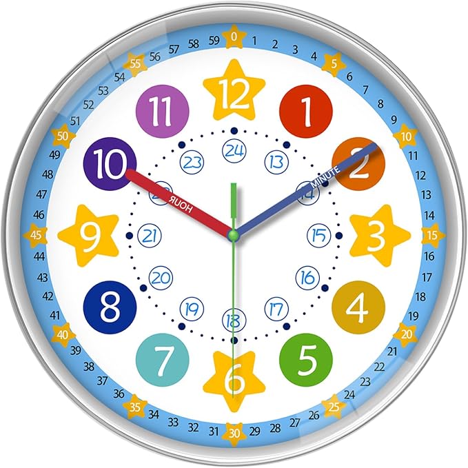 XFM Large Kids Wall Clock 16 Inch Silent Non Ticking Quartz Battery Operated by XFMWallClock