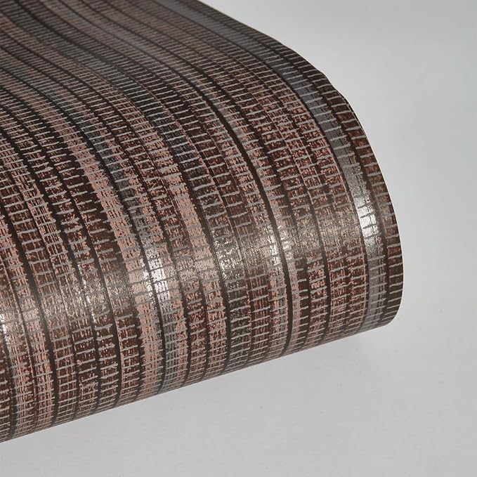 Tempaper Textured Brown & Metallic Silver Faux Grasscloth Removable Peel and - Image 10