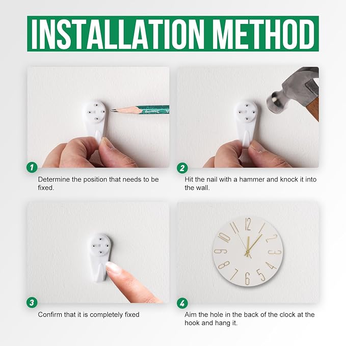Wall Clock 12 Inch Silent Non-Ticking Imitation Wood Indoor Clock Round White - Image 9