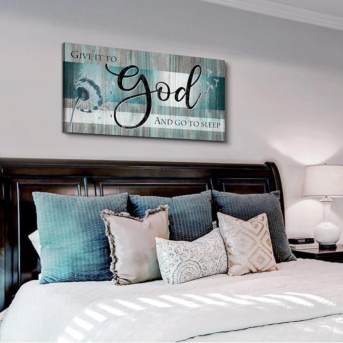 Christian Wall Decor Bible Verse Wall Art Give It to God and Go to Sleep - Image 2