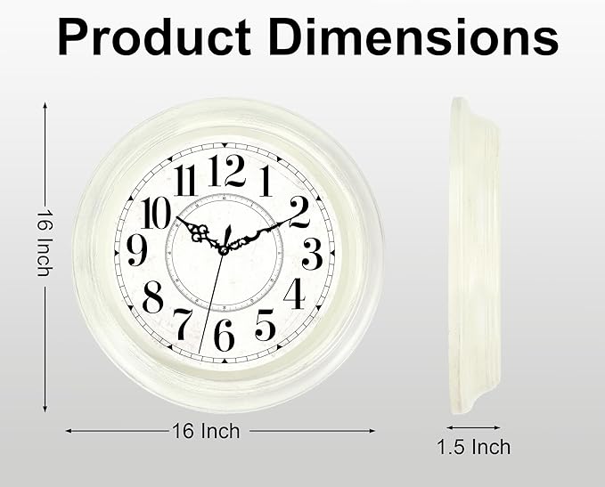 Vintage Wall Clock 16 Inch Quartz Silent Non-Ticking Analog Clock Battery - Image 4