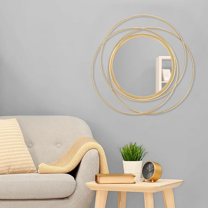 Large Gold Round Art Wall Mirror - Image 3