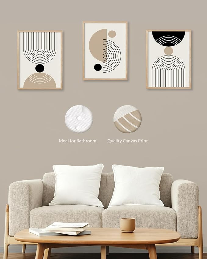 HesenDot Unframed Abstract Geometric Line Wall Art Set of 3, 12x16in Boho Mid - Image 3