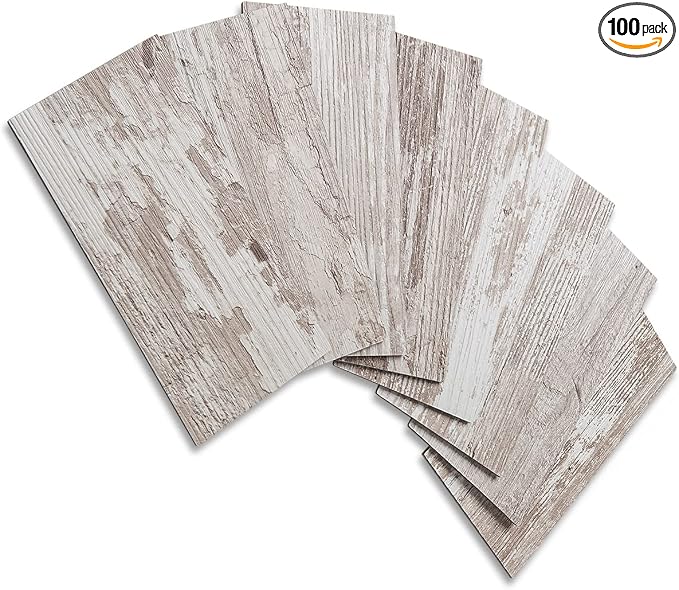 AULIGET 100 Piece Peel and Stick Backsplash PVC Tile, 3 Inch x 6 Inch Brown by AULIGET
