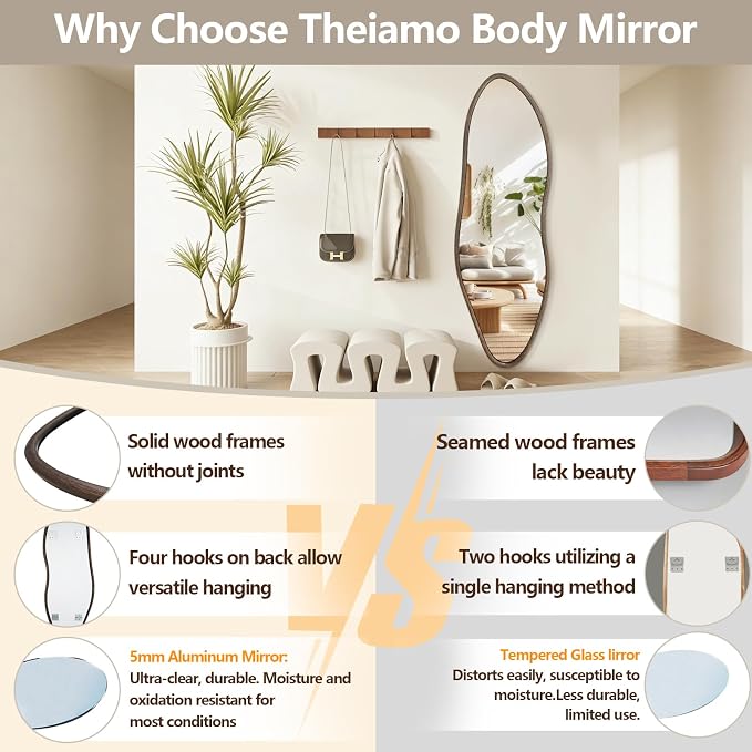 Irregular Full Length Mirror, Large Asymmetrical Wall Mirrors - Image 6