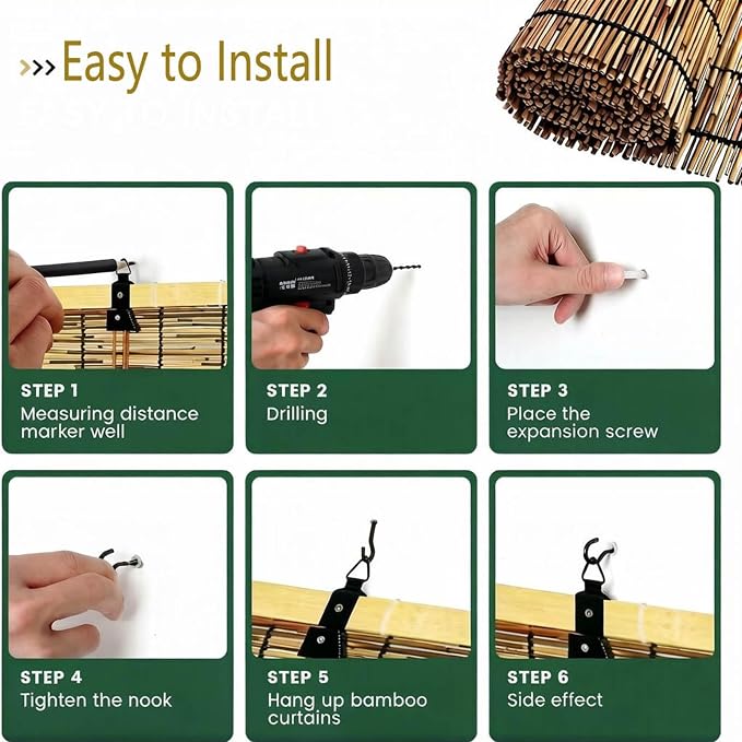 Bamboo Roller Shades for Outdoor Patio, Waterproof Sun Shades Privacy Blinds - Image 7