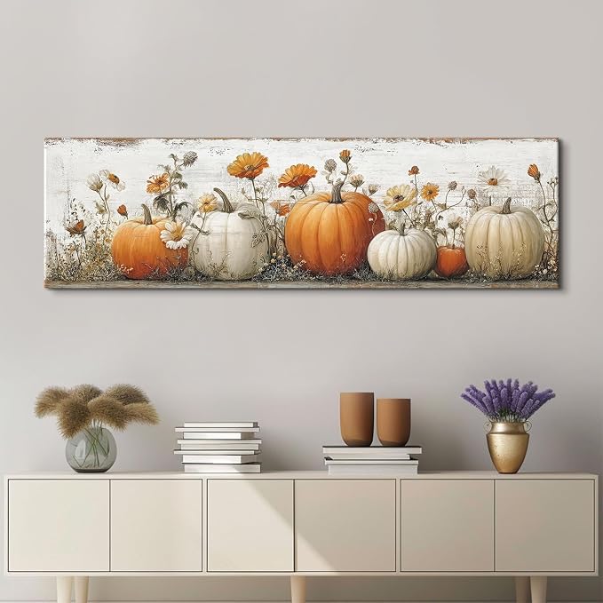 Large Pumpkin Wall Art Fall Wall Decor Farmhouse Kitchen Pictures Wall Decor - Image 2
