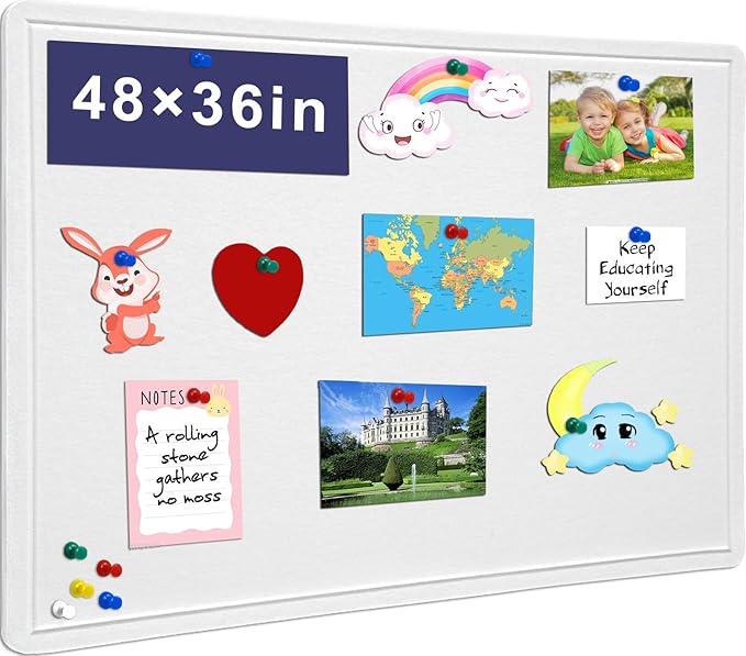 Large Bulletin Board, 48 X 36 inches Felt Board Notice Pin Board, Self-Adhesive by Hrrtyueg