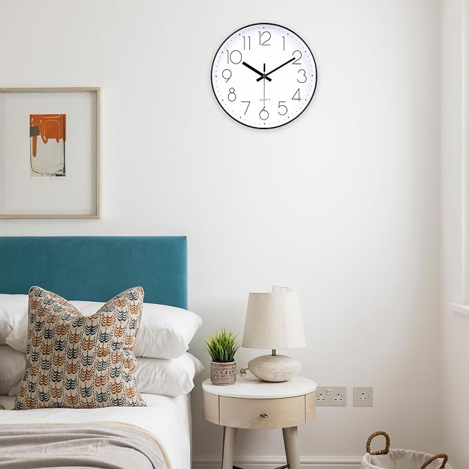 8 Inch Small Black Wall Clocks Silent Non Ticking Battery Operated - Image 3