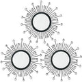 3 Pack Metal Mirrors for Wall Sunburst Wall Mirrors Home Décor Decorative by Uaussi