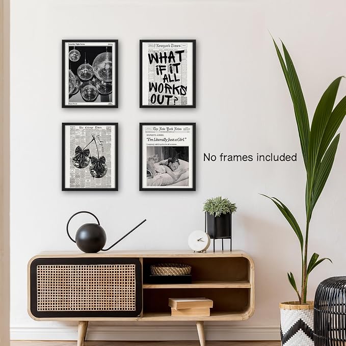 NaZaUK Retro Black And White Newspaper Poster What If It All Works Out Canvas - Image 5