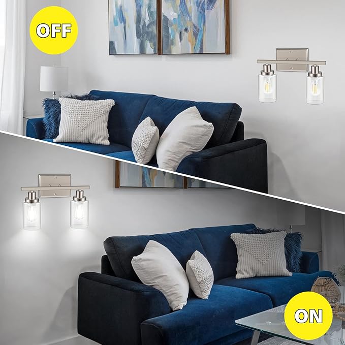 Ascher 2-Light Wall Sconces, Modern Vanity Light Fixture - Image 3