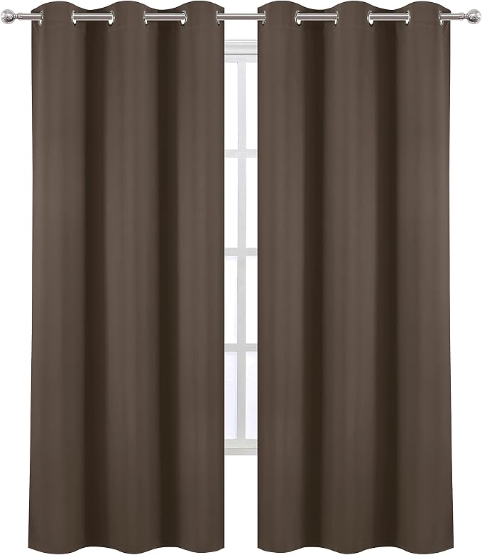 LEMOMO Chocolate Brown Thermal Blackout Curtains/42 x 95 Inch/Set of 2 Panels - Image 2