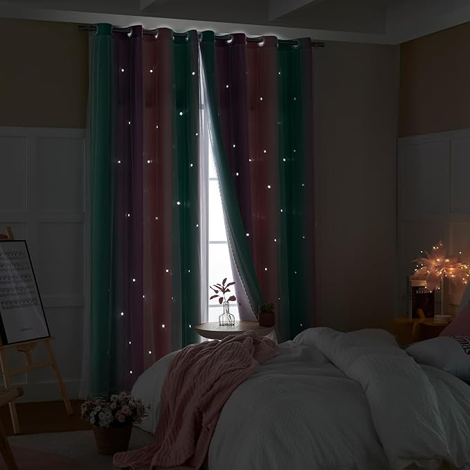 XiDi Curtains for Girls Bedroom Kids Room Unicorn Princess Theme Room Darkening - Image 4