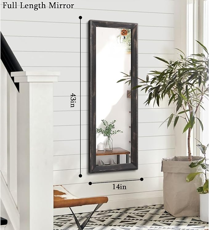 AAZZKANG Rectangular Mirror Full Length Wooden Frame Retro Large Wall Hanging - Image 2