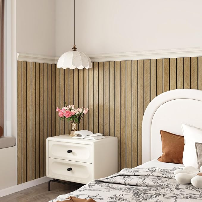 Brown 3D Wood Slat Panels for Walls Acoustic Slat Wall Paneling Peel and Stick - Image 3