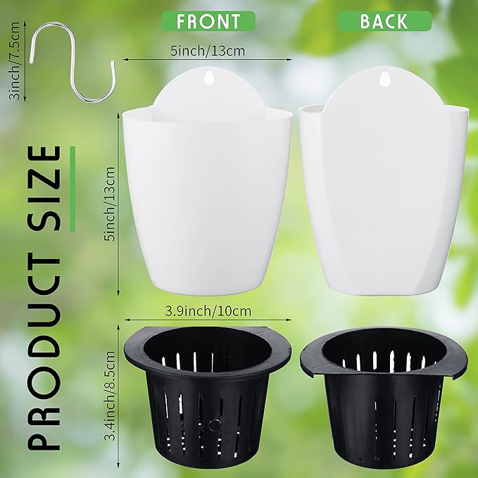 Yungyan 20 Sets 5" Self Watering Hanging Planter White Lazy Flower Pots Plastic - Image 3